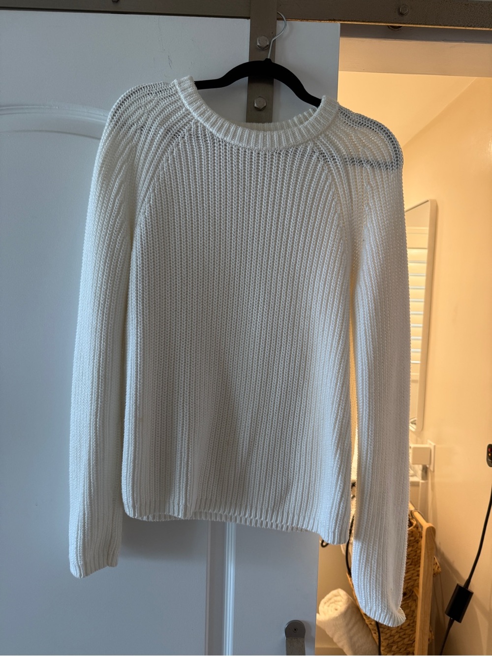 Quince Cream Ribbed Crewneck Sweater